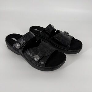 Alegria Leather Sandals Floral Embossed Adjustable Straps 40 Steampunk Goth